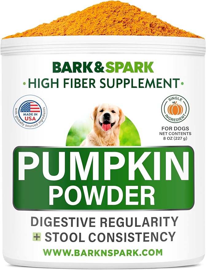 Pumpkin for Dogs - 8oz Powdered Fiber Supplement and Stool Softener - Treat Diarrhea, Constipation, Upset Stomach, Food Sensitivity - Improve Digestion - Made in USA