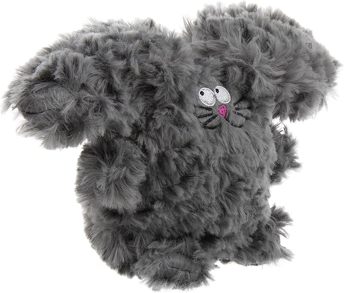 goDog PlayClean Rabbit Squeaky Plush Dog Toy with Odor-Eliminating Essential Oils, Chew Guard Technology - Gray, Small