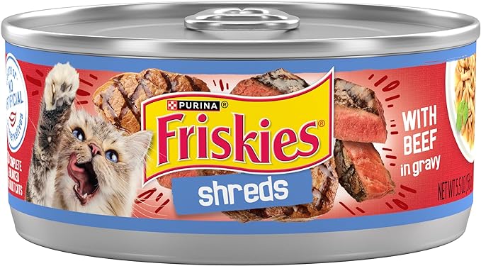 Purina Friskies Gravy Wet Cat Food, Shreds With Beef in Gravy - (Pack of 24) 5.5 oz. Cans