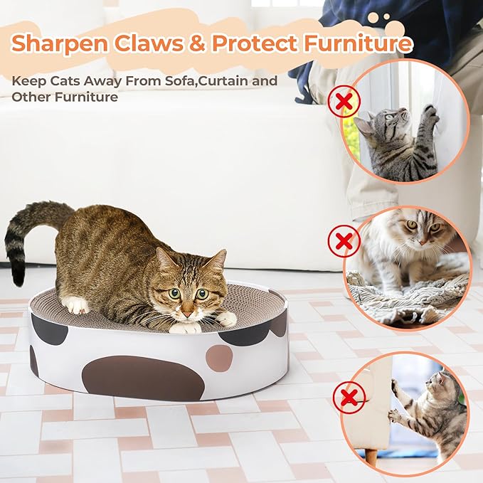 ComSaf Cat Scratching Board, Corrugated Cardboard Cat Scratcher Bed Lounge Durable Long Lasting, Cat Scratch Pad for Indoor Cats Protecting Furniture, 17 Inch x13 Inch (Oval)