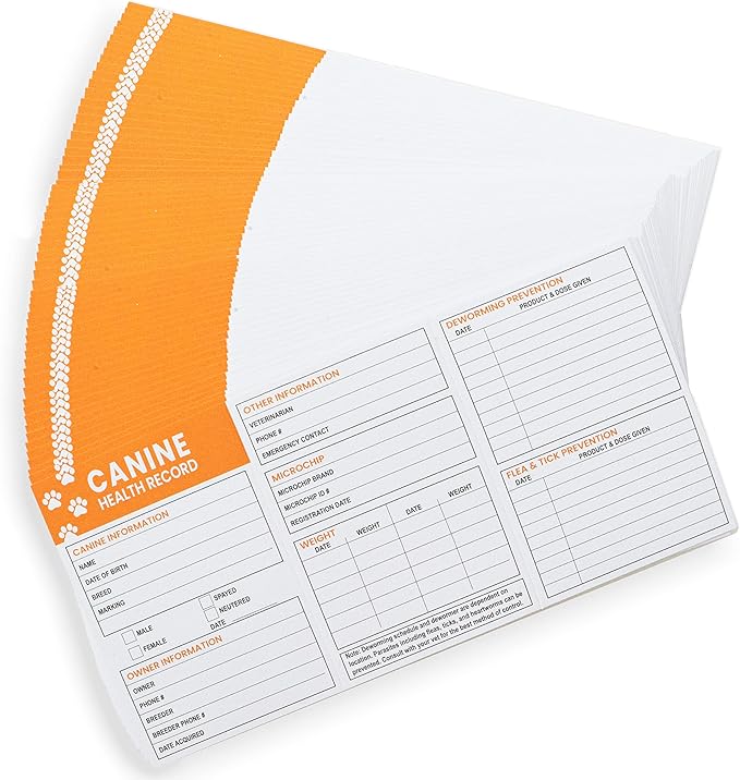 Good|Harbor® Pet Supplies | (50 Pack) Premium Canine Health Record 6x4 Inch Booklets | Dog Vaccines Large Records - Puppy Shot Vaccination Brochure