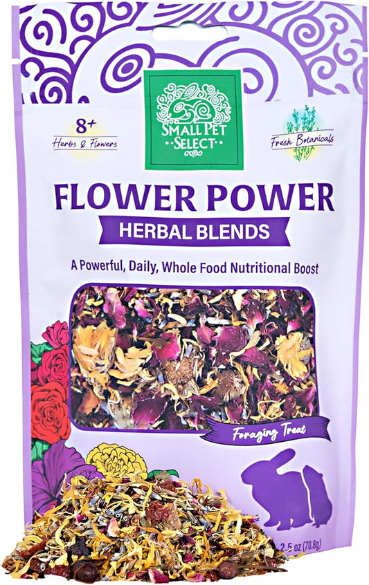 Small Pet Select - Flower Power Herbal Blend, a Natural Herbal Treat for Rabbits and Guinea Pigs, 2.5oz