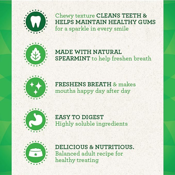 Greenies Large Natural Dental Care Dog Treats Fresh Flavor, 12 oz. Pack (8 Treats)