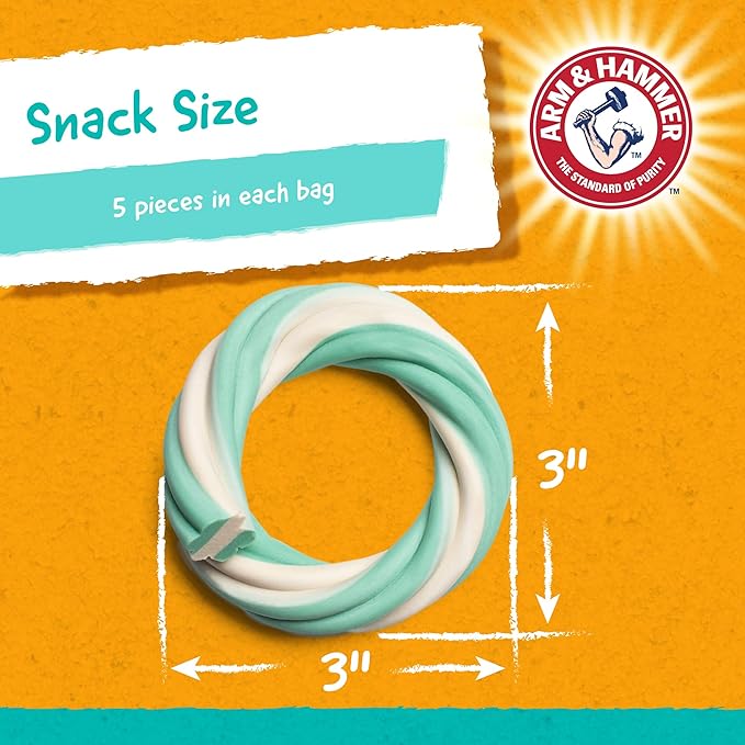 Arm & Hammer for Pets Ringers Dental Treats for Dogs | Dental Chews Fight Bad Dog Breath, Plaque & Tartar Without Brushing | Fresh Mint Flavor, 5 Count