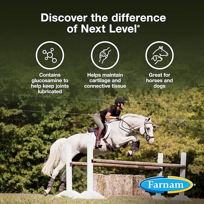 Farnam Next Level Horse Joint Supplement for Horses & Dogs, Helps Maintain Connective Tissue to Ease Joint Stiffness Due to Daily Activity, 128 oz, 128 Day Supply