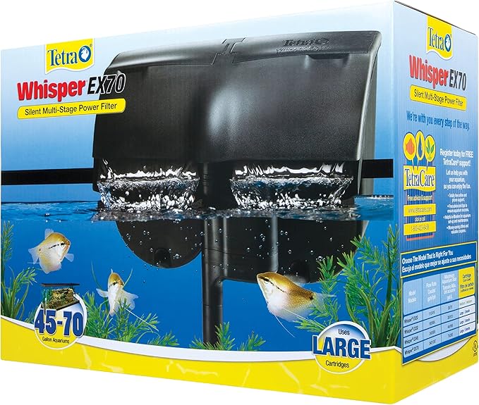 Tetra Whisper EX 70 Filter For 45 To 70 Gallon aquariums, Silent Multi-Stage Filtration, WHITE