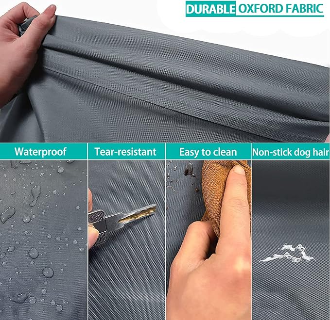 Dog Bed Cover 53L x 36W x 4H Inch,Heavy Duty Durable Waterproof Fluffy Soft Short Plush Replacement Dog Bed Covers,Washable Removable Pet Bed Mattress Cover with Zipper.Grey,Cover Only.
