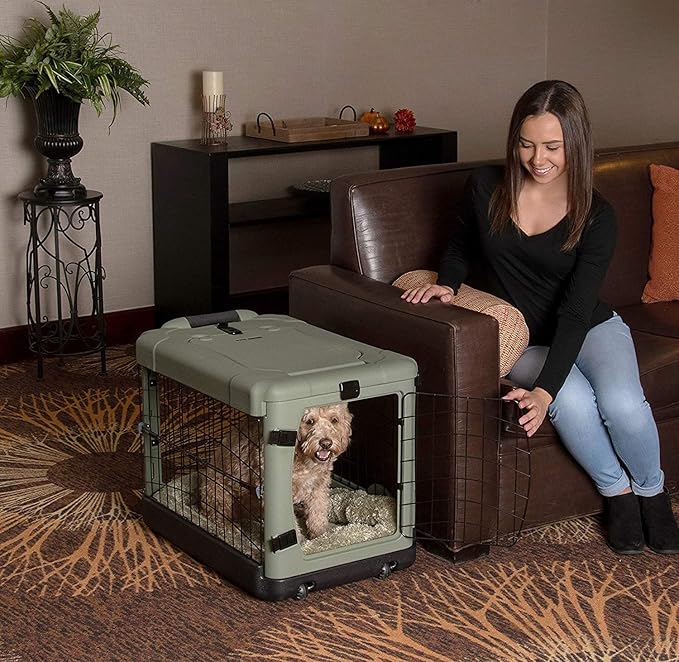 Pet Gear “The Other Door” 4 Door Steel Crate for Dogs/Cats with Garage-Style Door, includes Plush Bed + Travel Bag, No Tools Required, 3 Models, 3 colors