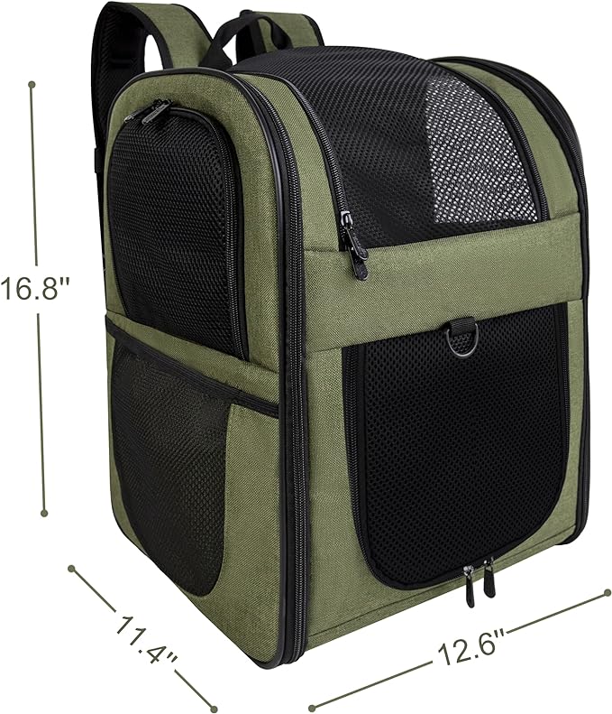 Apollo Walker Pet Carrier Backpack for Large/Small Cats and Dogs, Puppies, Safety Features and Cushion Back Support for Travel, Hiking, Outdoor Use (Green)