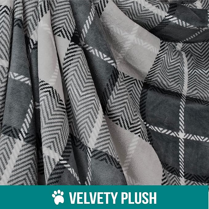 PetAmi Waterproof Dog Blanket for Small Medium Dog, Pet Puppy Blanket Couch Cover Protection Sherpa Fleece Cat Blanket Couch Sofa Bed Furniture Protector Reversible Soft Washable 29x40 Plaid Charcoal