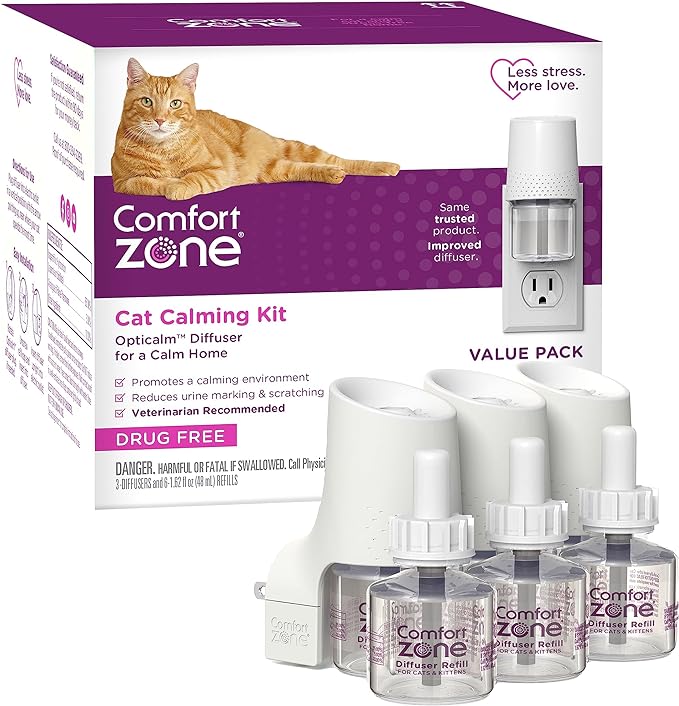 Comfort Zone Cat Calming Diffuser: Value Kit (3 Diffusers & 6 Refills)