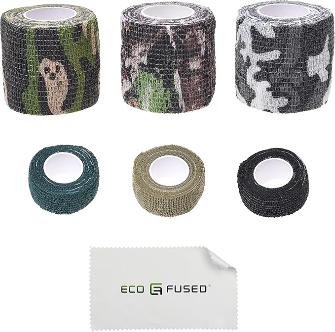 Eco-Fused Self-Adhering Bandage - Injury Wrap Tape for Pets, Dogs, Cats, Horses - Pack of 6 - Dog Bandages for Legs - Prevent Licking - Does not Stick to Hair - Elastic, Water Repellent, Breathable