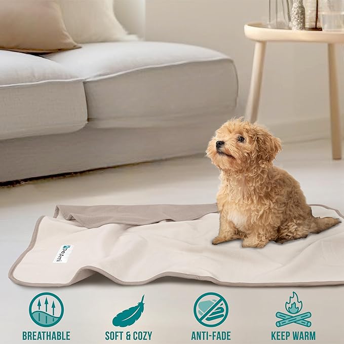 PetAmi Waterproof Dog Blanket for Small Medium Dog, Pet Puppy Blanket Couch Cover Protection, Fleece Cat Washable Throw, Couch Sofa Furniture Protector, Reversible Soft Plush, 29x40 Taupe/Beige