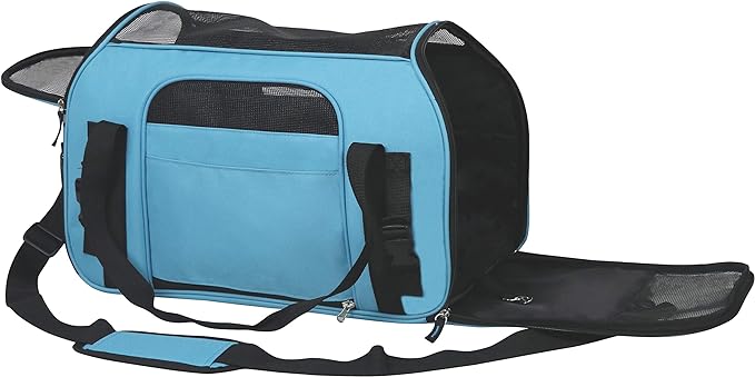 EliteField Soft Sided Pet Carrier (3 Year Warranty, Airline Approved), Multiple Sizes and Colors Available (Medium: 17" L x 9" W x 12" H, Sky Blue)