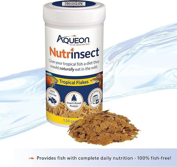 Aqueon Nutrinsect Fish-Free Fish Food, Tropical Flakes, 1.59 oz