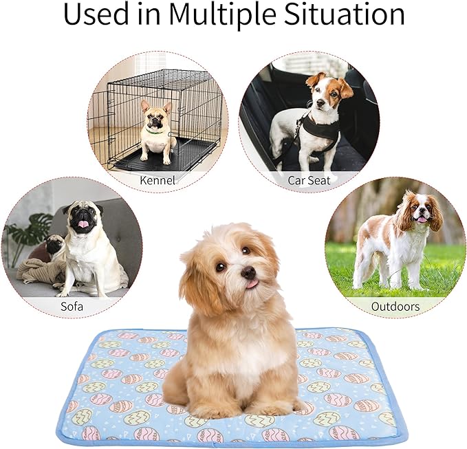 NACOCO Pet Cooling Mat Cat Dog Cushion Pad Summer Cool Down Comfortable Soft for Pets and Adults (S,Blue)