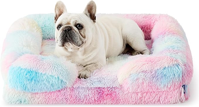 Bedsure Orthopedic Dog Bed for Medium Dogs - Calming Waterproof Dog Sofa Beds Medium, Supportive Foam Pet Couch Bed with Removable Washable Cover, Waterproof Lining and Nonskid Bottom, Multi Color