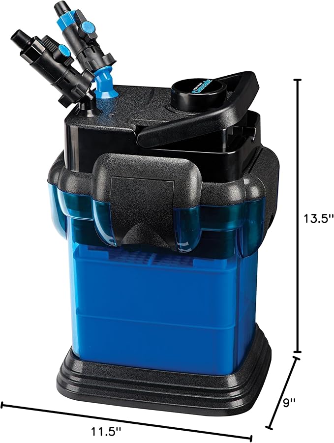 Penn-Plax Cascade All-in-One Aquarium Canister Filter – Up to 30 Gallons (115 GPH) – Cascade 500