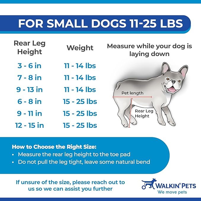 Walkin' Wheels Small Dog Wheelchair, Lightweight Dog Wheelchair for Back Legs, 11-14 lbs, for 7-8 inches Leg Height - Pink