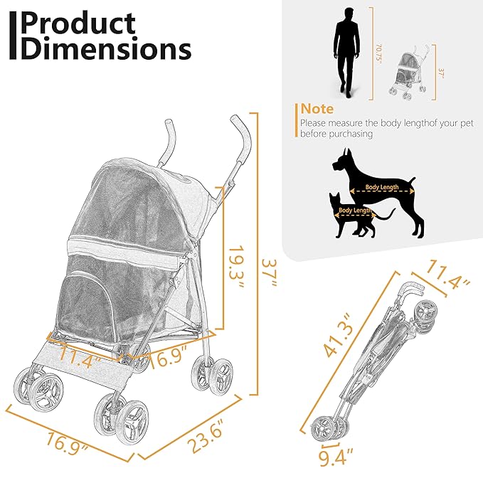 Umbrella shaped Lightweight 4 Wheel Dog Stroller for Medium Small Dogs, Portable Compact Pet Stroller with Breathable Mesh, Perfect for Travel,Jogging,up to 22lbs(Green)