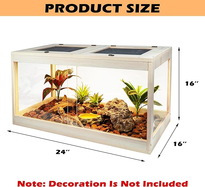 28 Gallon Terrarium, Reptile Habitat, Durable Quality, Suitable for All Types of Reptile, Hamsters, Snakes, Oak Color