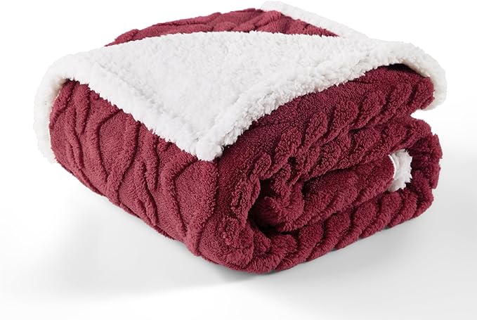 Bedsure Waterproof Dog Blankets for Large Dogs - Pet Blanket for Couch Protector Washable, Premium Jacquard Coral Fleece Cat Throw Blanket, Soft Reversible Furniture Protection, 40"x50", Burgundy