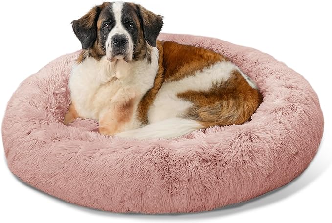 Best Friends by Sheri The Original Calming Donut Cat and Dog Bed in Shag Fur Dusty Rose, Extra Large 45"