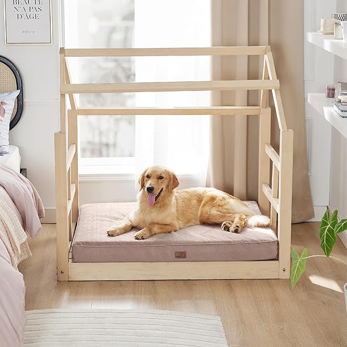 Bedsure Orthopedic Dog Bed for Extra Large Dogs - XL Memory Foam Dog Beds, 2-Layer Thick Pet Bed with Removable Washable Cover and Waterproof Lining (44x32x4 Inches), Beige