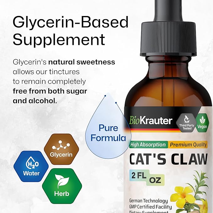 Cats Claw Herbal Supplement - Organic Cats Claw Tincture - Liquid Extract for Immune Support - Alcohol & Sugar Free - Vegan Drops 2 Fl.Oz.