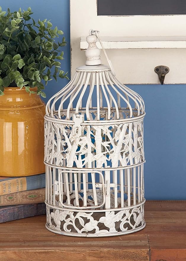 Deco 79 82677 Birdcage, 15", 18"H, White