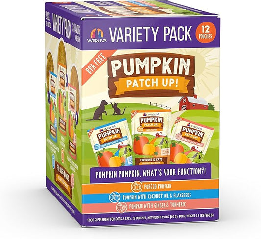 Weruva Pumpkin Patch Up! Pumpkin Pumpkin, What's Your Function? Variety Pack for Dogs & Cats, 2.8oz Pouch (Pack of 12)