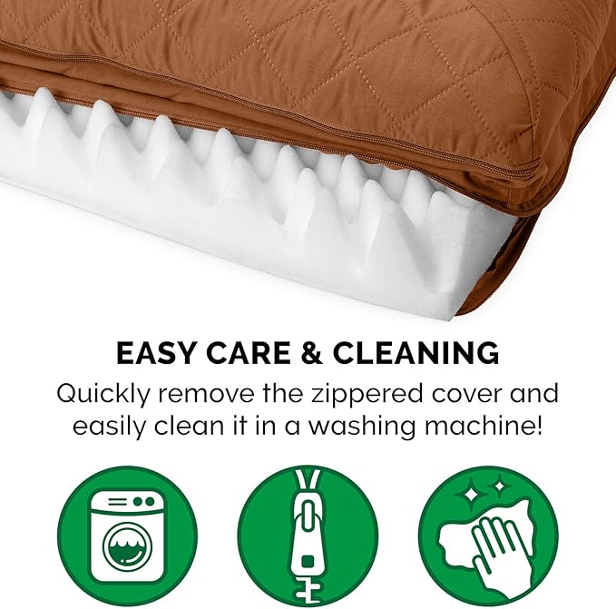 Furhaven Orthopedic Dog Bed for Medium/Small Dogs w/ Removable Bolsters & Washable Cover, For Dogs Up to 35 lbs - Quilted Sofa - Toasted Brown, Medium