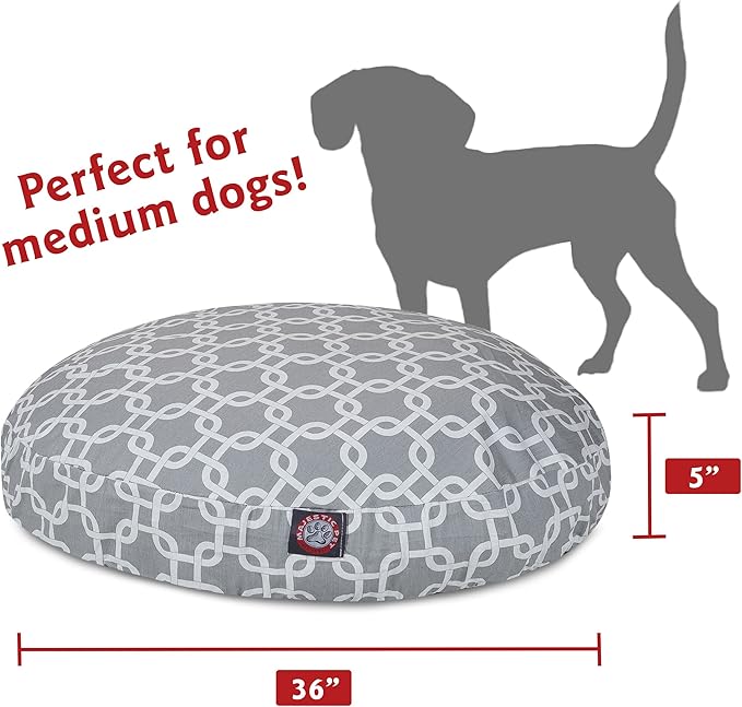 Gray Links Medium Round Indoor Outdoor Pet Dog Bed With Removable Washable Cover By Majestic Pet Products