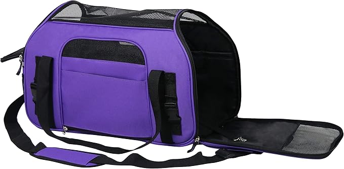 EliteField Soft Pet Carrier (3 Year Warranty, Airline Approved) Small Soft Dog Carrier Soft Cat Carrier Puppy Carrier Soft Sided Travel Carrier Bag (X-Large: 21" L x 12" W x 13" H, Purple)