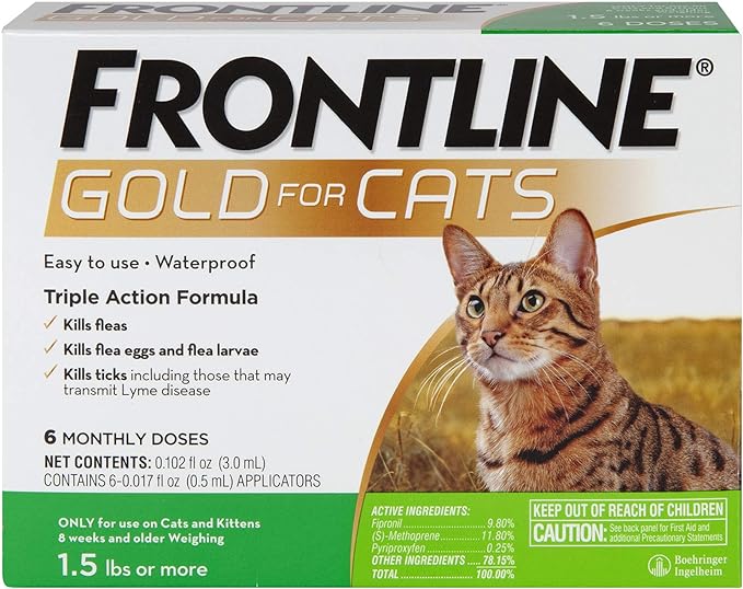 Frontline Gold Flea & Tick Treatment for Cats, Pack of 6