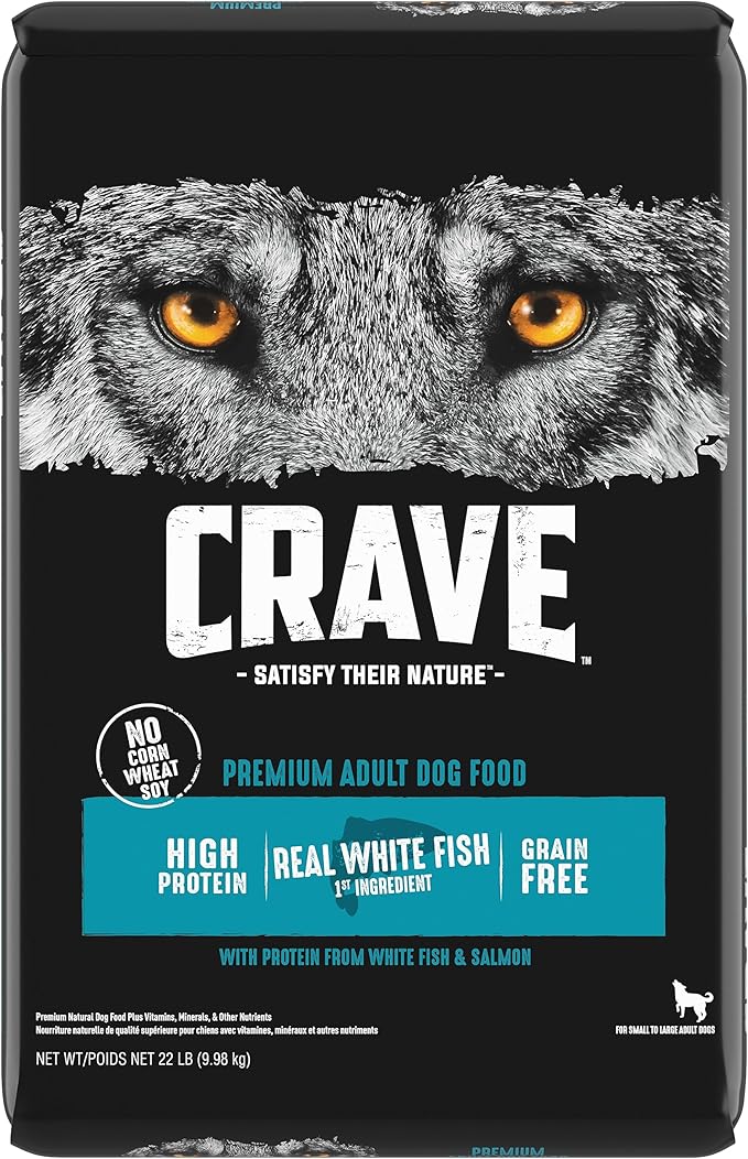 CRAVE Grain Free High Protein Adult Dry Dog Food, White Fish & Salmon, 22 lb. Bag