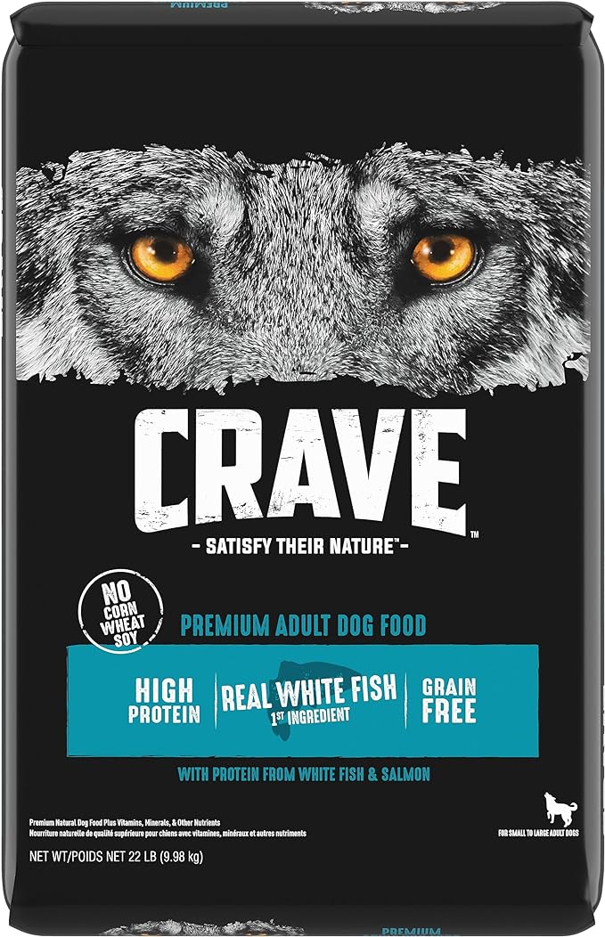 CRAVE Grain Free High Protein Adult Dry Dog Food, White Fish & Salmon, 22 lb. Bag