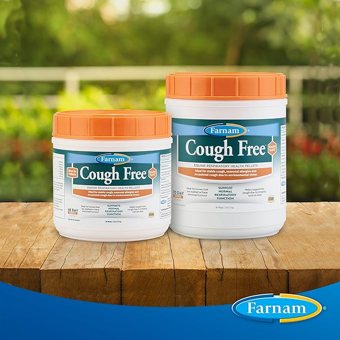 Farnam Cough Free Horse Cough Supplement Pellets, Provides Respiratory Support for Horses with Seasonal Allergies or Stable Cough, 2.5 pounds, 70 Day Supply