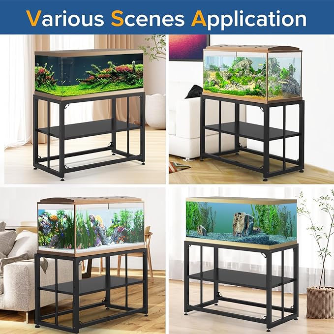 Fish Tank Stand 40 Gallon, Metal Aquarium Stand 36.5" L x 18.5" W*29.5”H, Double-Layer Storage Design, Suitable for Home and Office Use, 660LBS Capacity, Black (Tank not Included)