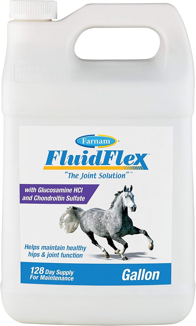 Farnam Fluidflex Liquid Joint Supplement for Horses, Helps Maintain Healthy Hip & Joint Function, 1 Gallon, 128 Ounces, 128 Day Supply