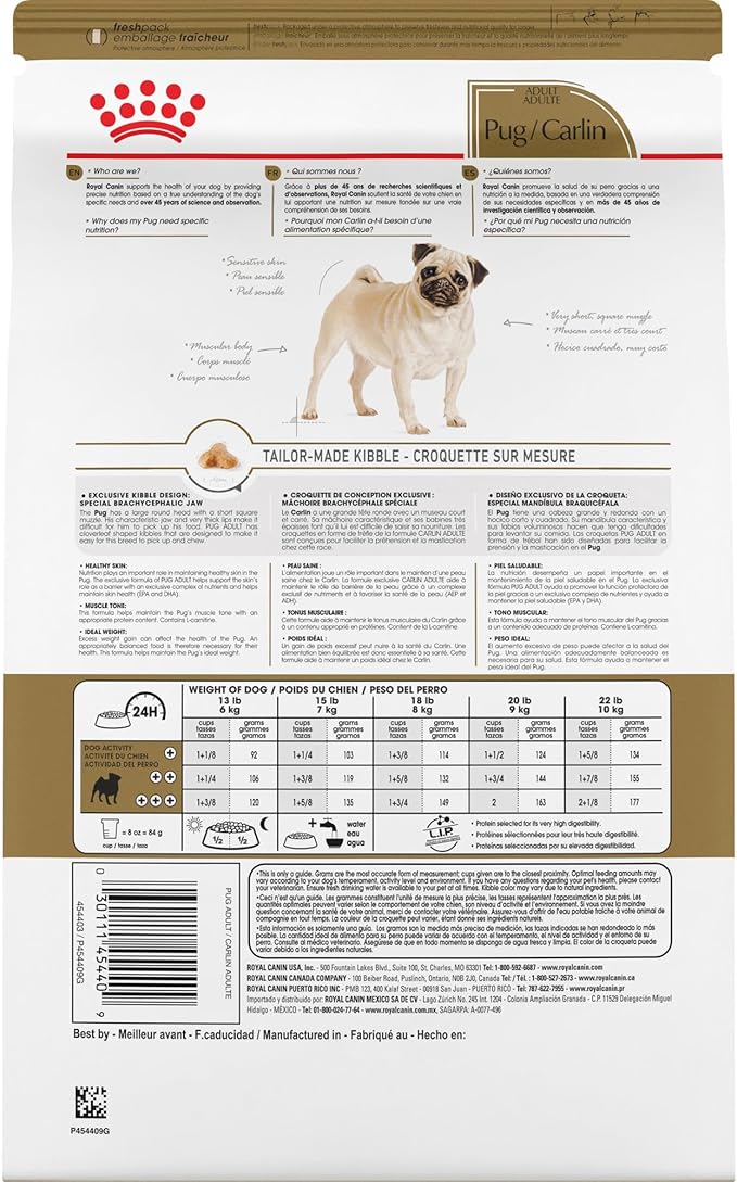 Royal Canin Pug Adult Breed Specific Dry Dog Food, 10 lb bag