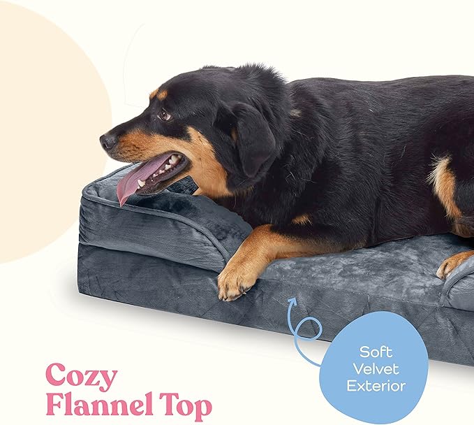 Orthopedic Sofa Dog Bed - Ultra Comfortable Dog Bed for Large Dogs - Breathable & Waterproof Pet Bed- Egg Foam Sofa Bed with Extra Head and Neck Support - (XX-Large, Gray)