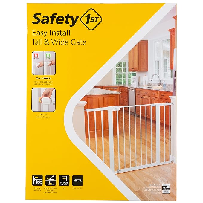 Safety 1st Extra Wide Baby Gate with Door: Premium Child Safety Gate, Extra Tall Baby Gate, Easy Installation, 36" Tall & Wide, Fits Between 29" and 47"
