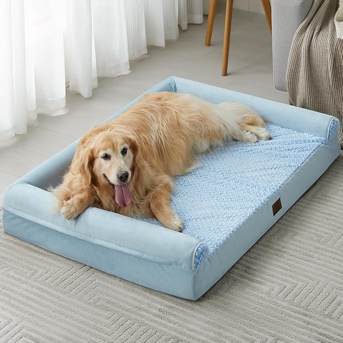 WNPETHOME Dog Beds for Large Dogs, Orthopedic Sofa Dog Bed Mat Pillow with Removable Waterproof Cover, Egg-Foam Dog Crate Bed for Medium Large Dogs