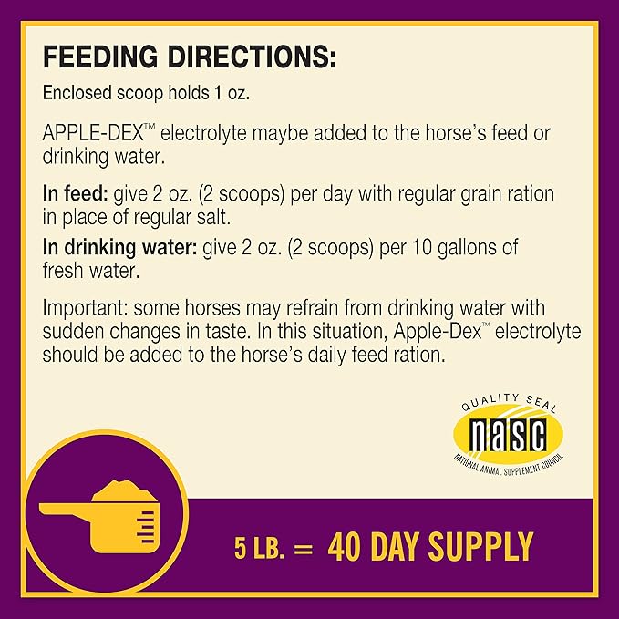 Farnam Horse Health Apple-Dex Apple Flavored Electrolytes for Horses 5 pound