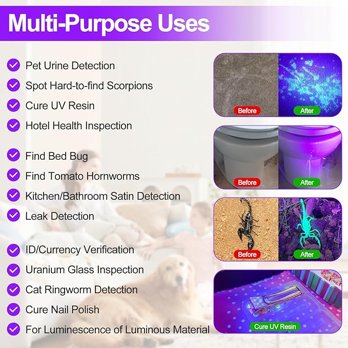 Black Light UV Flashlight,Vansky Blacklight 12 LED Urine Detector For Dog/Cat/Pet Urine & Dry Stains and Bed Bug On Carpets/Rugs/Floor,Matching with Pet Odor Eliminator