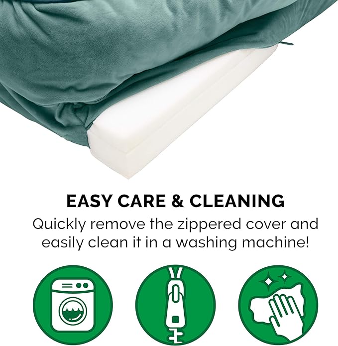 Furhaven Orthopedic Dog Bed for Large Dogs w/ Removable Bolsters & Washable Cover, For Dogs Up to 125 lbs - Plush & Velvet Waves Perfect Comfort Sofa - Celadon Green, Jumbo Plus/XXL