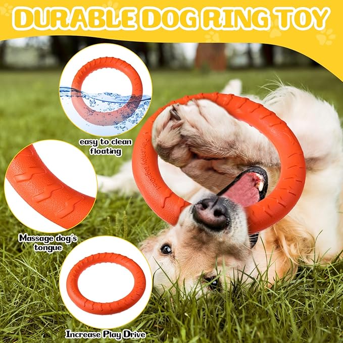 4 Pack Dog Toy Dog Training Ring for Outdoor Aggressive Durable Dog Chewers Fetch Toys Flying Disc Floating Dog Ring for Large Medium Dogs Training and Teeth Cleaning