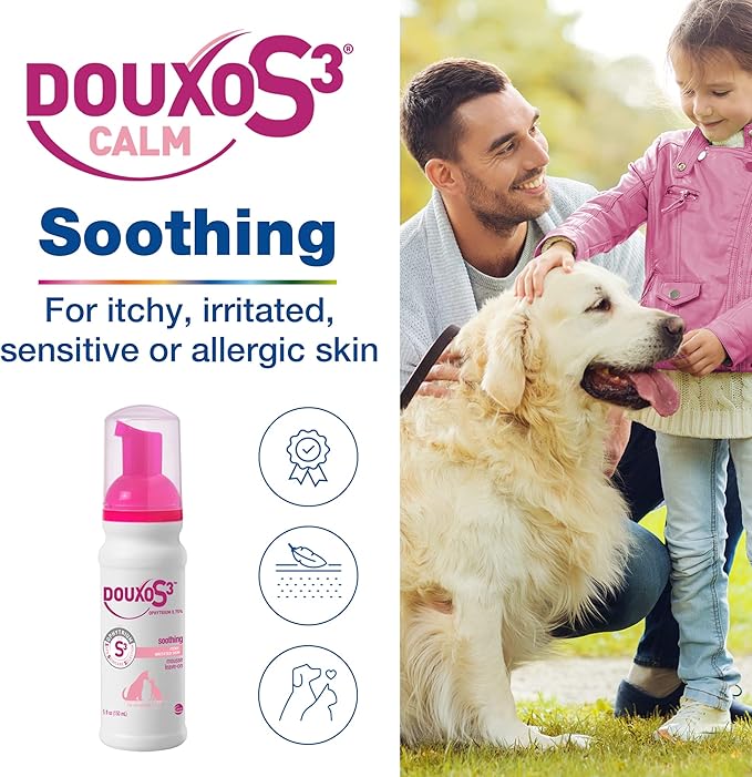 Douxo S3 Calm Mousse 5.1 oz (150 mL) - For Dogs and Cats with Allergic, Itchy Skin