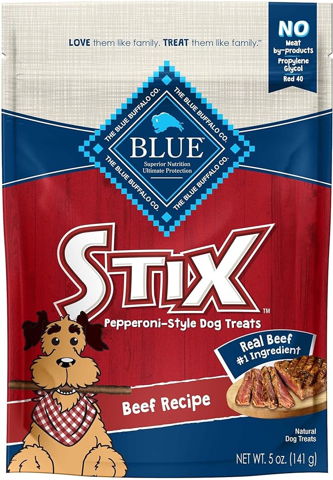 Blue Buffalo Stix Natural Soft-Moist Dog Treats, Beef Recipe 5-oz bag (Pack of 6)